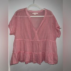 XiRENA Red and White striped size L blouse